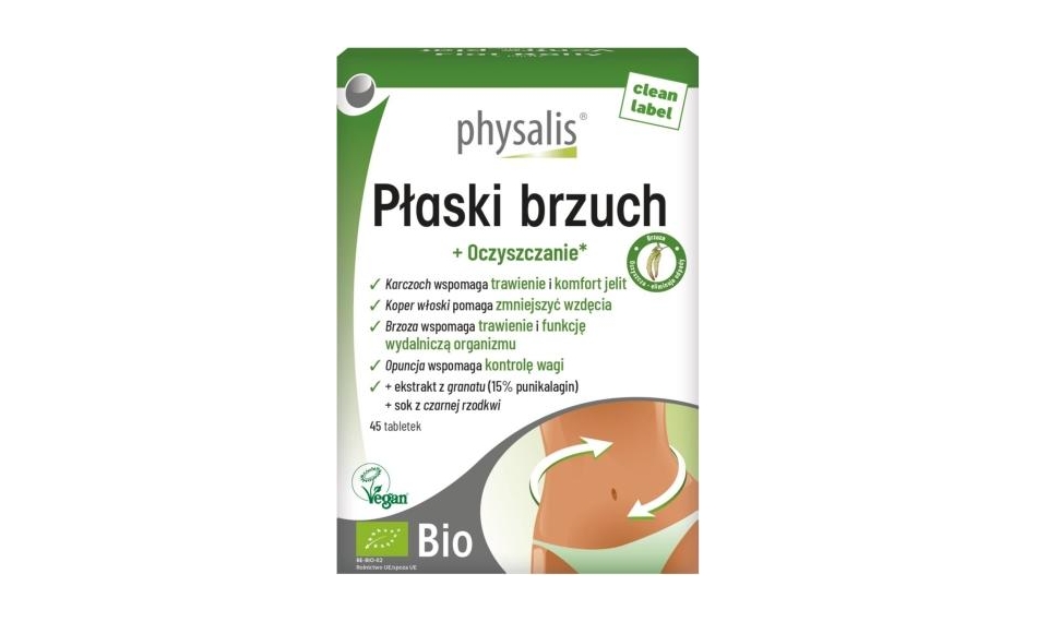 Physalis Tabletki na płaski brzuch BIO 45 tabletek