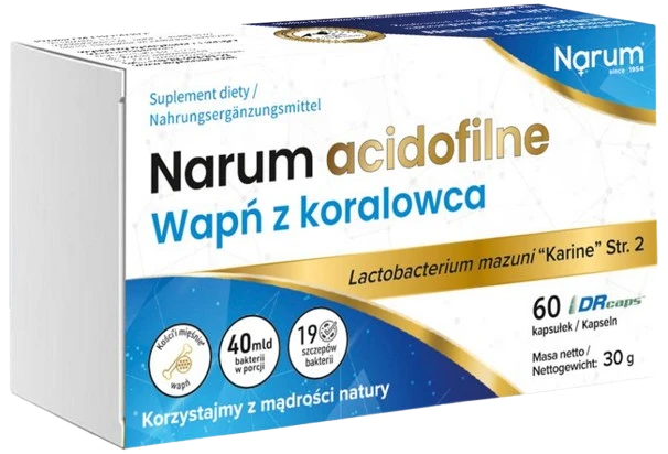 Narum | Acidofilne Wapń z koralowca 60 kapsułek