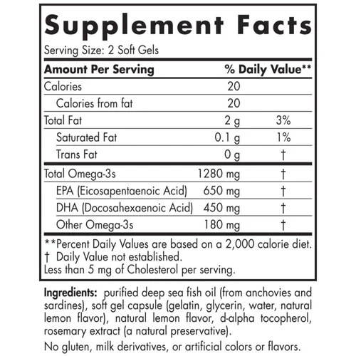 Nordic Naturals | Ultimate Omega Lemon (Cytryna) 1280mg 60 kapsułek