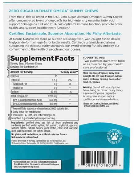 Nordic Naturals | Ultimate Omega Gummy Tropical Fruit (Tropikalny Owoc) 1200mg 54 sztuk