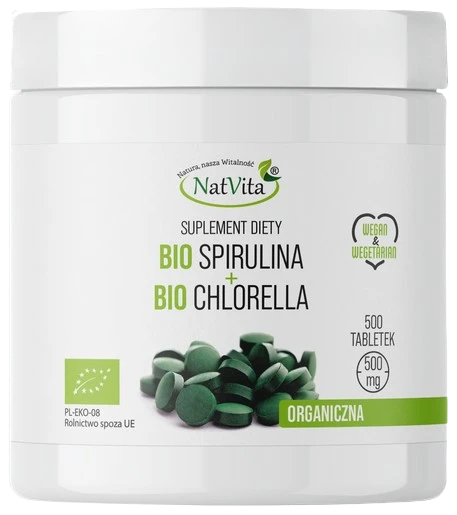 NatVita | Spirluna BIO + Chlorella BIO 500 tabletek