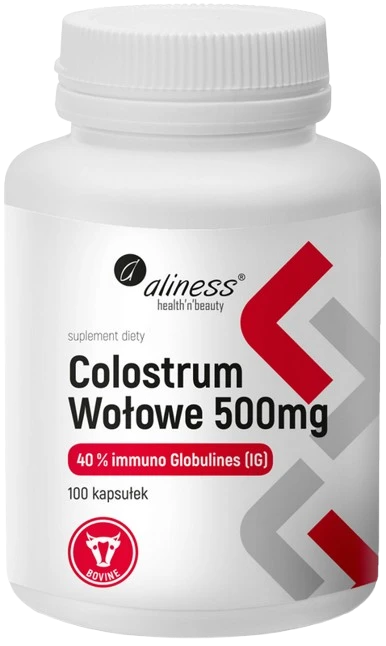 Aliness | Colostrum Wołowe IG 40% 500mg 100 kapsułek
