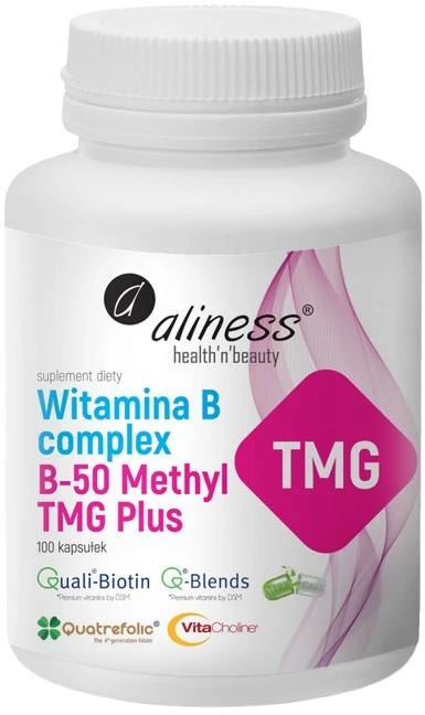 Aliness | Witamina B Complex B-50 Methyl TMG PLUS 100 kapsułek