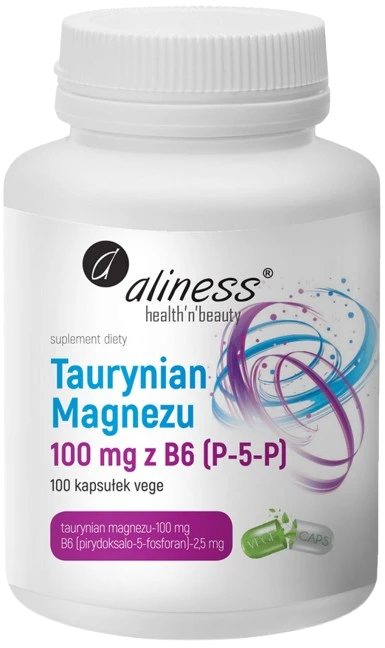 Aliness | Taurynian Magnezu 100mg z B6 (P-5-P) 100 kapsułek