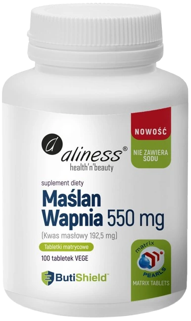 Aliness | Maślan wapnia (bez sodu) 550mg 100 tabletek