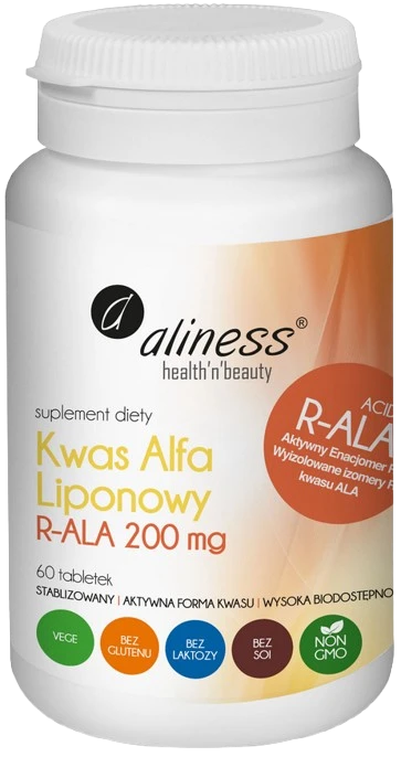 Aliness | Kwas Alfa Liponowy R-ALA 200mg 60 tabletek