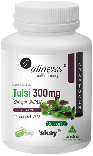 Aliness | Tulsi (Święta Bazylia) ekstrakt 5% 300mg 90 kapsułek