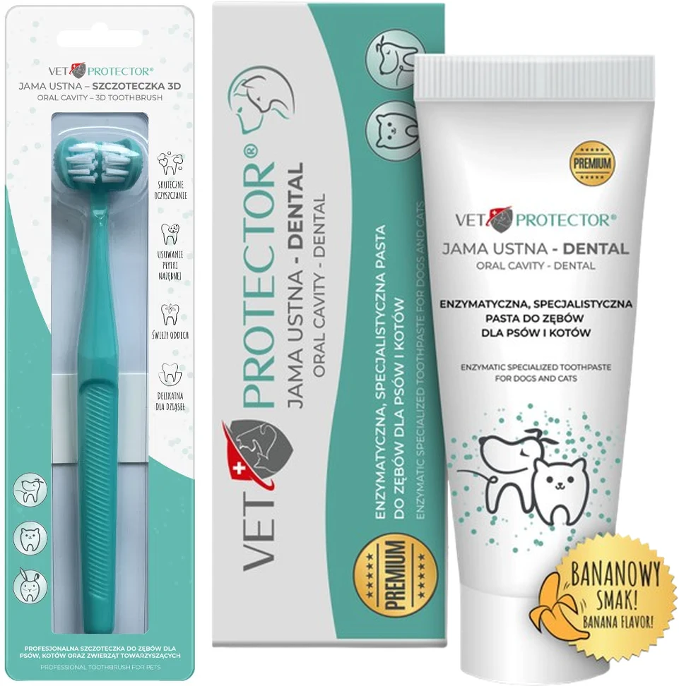 ZESTAW | Vet Protector JAMA USTNA DENTAL 75ml + Vet Protector JAMA USTNA SZCZOTECZKA 3D