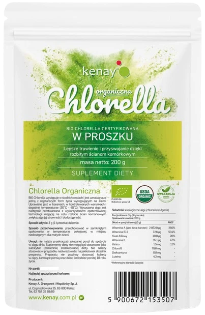 Kenay | Chlorella organiczna w proszku BIO 200g