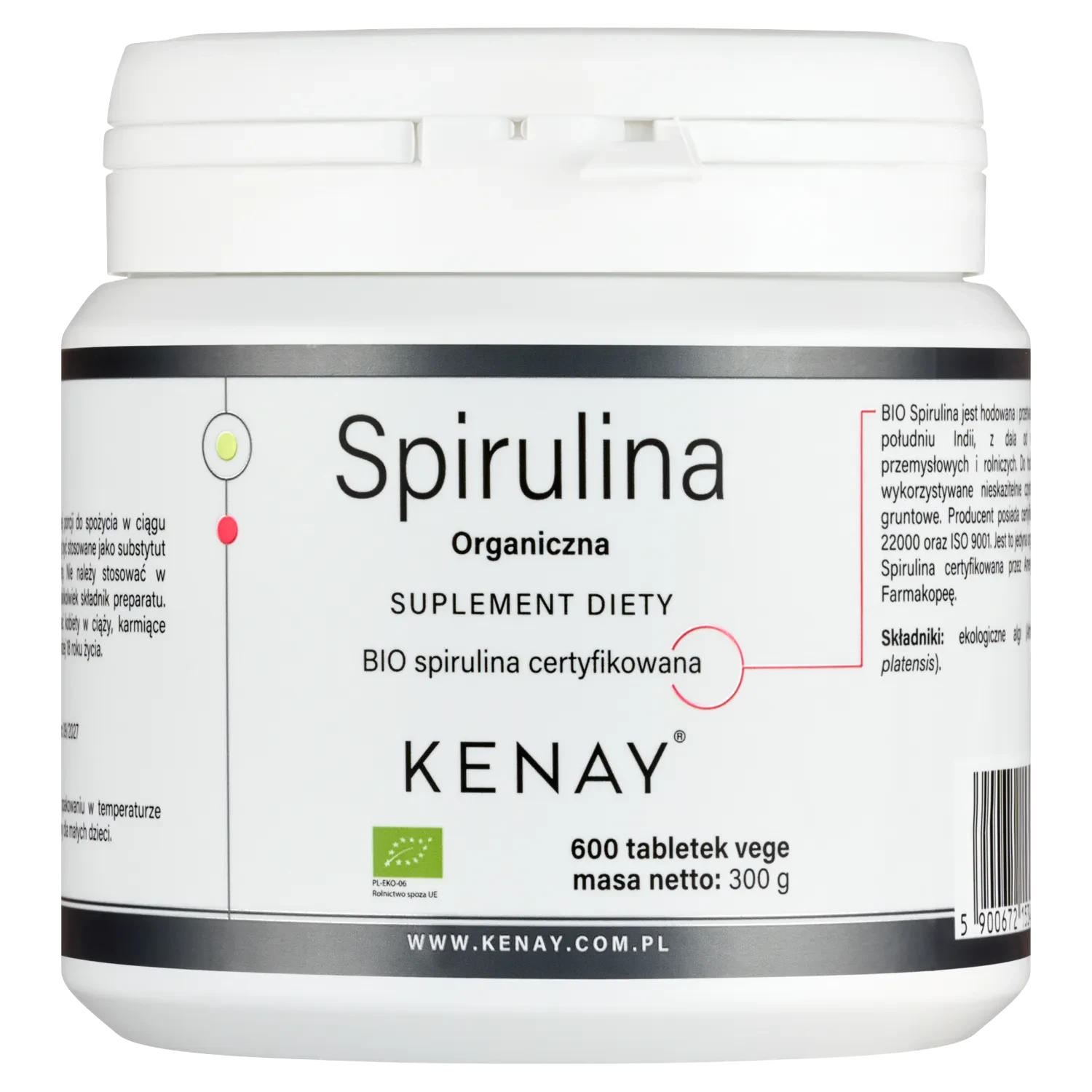 Kenay | Spirulina Organiczna BIO 600 tabletek
