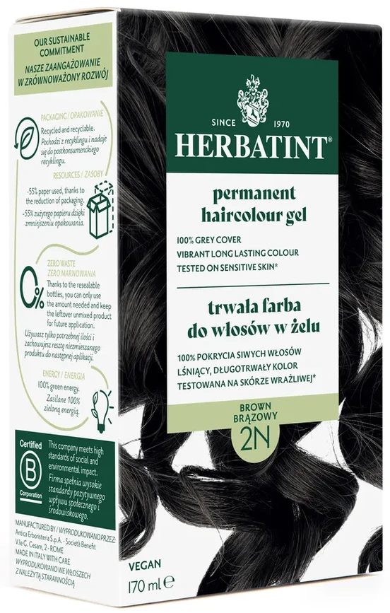 Herbatint | Farba do włosów Herbatint 02N BRĄZOWY (seria NATURALNA) 170ml
