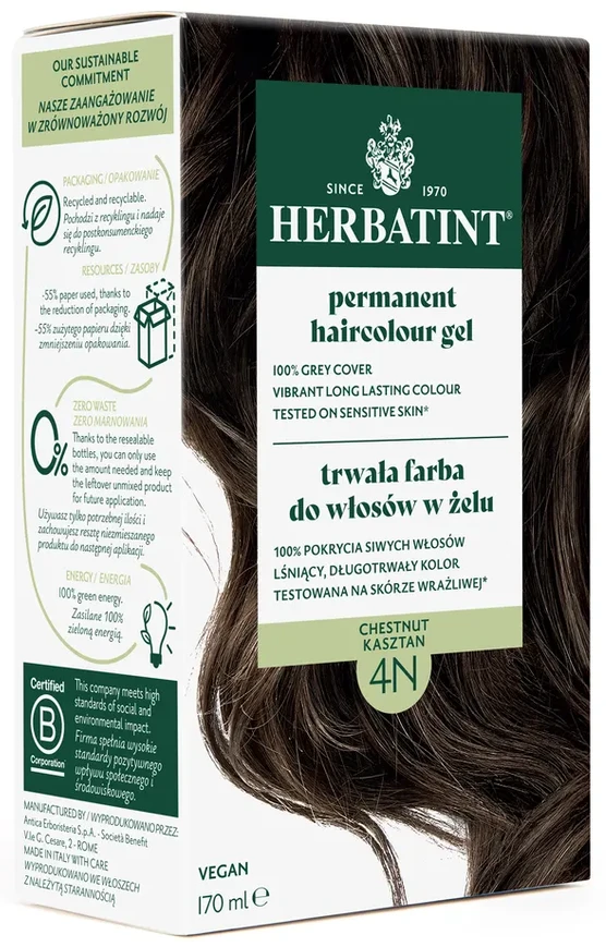 Herbatint | Farba do włosów Herbatint 04N KASZTAN (seria NATURALNA) 170ml