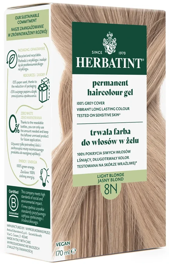 Herbatint | Farba do włosów Herbatint 08N JASNY BLOND (seria NATURALNA) 170ml