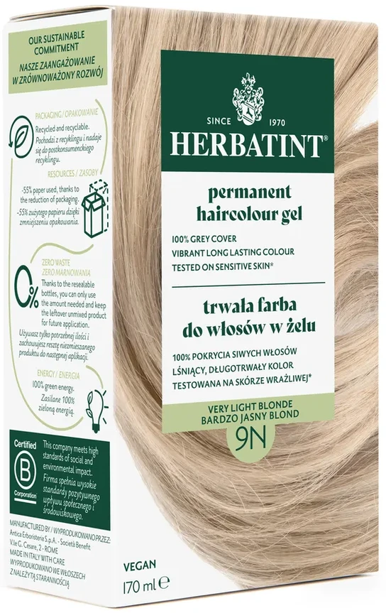 Herbatint | Farba do włosów Herbatint 09N BARDZO JASNY BLOND (seria NATURALNA) 170ml