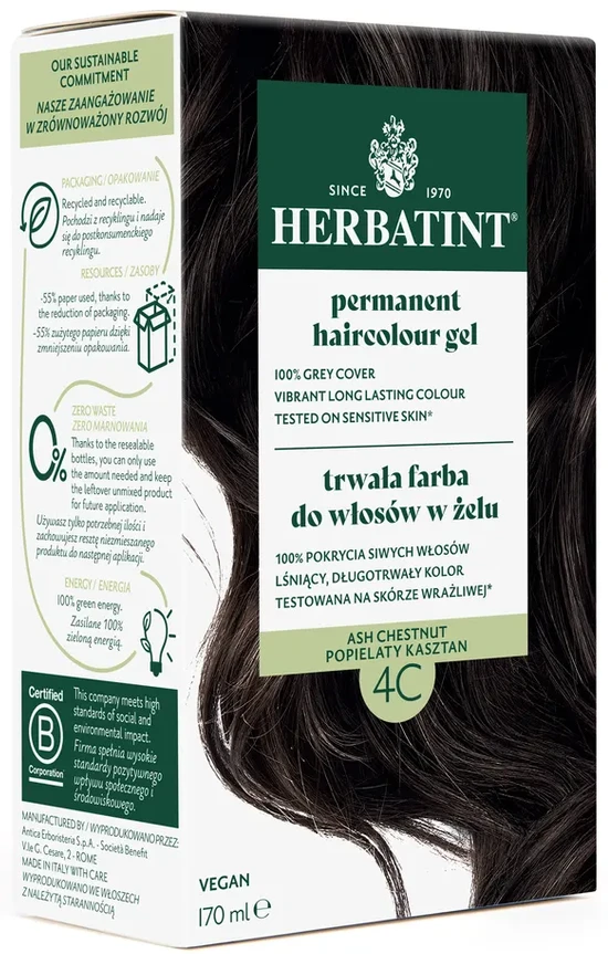 Herbatint | Farba do włosów Herbatint 04C POPIELATY KASZTAN (seria POPIELATA) 170ml