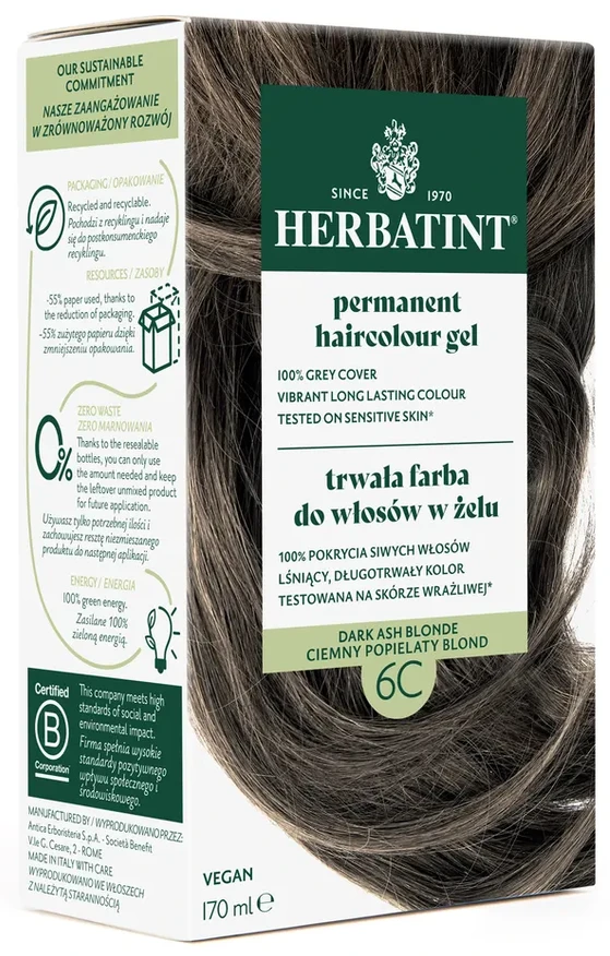Herbatint | Farba do włosów Herbatint 06C CIEMNY POPIELATY BLOND (seria POPIELATA) 170ml