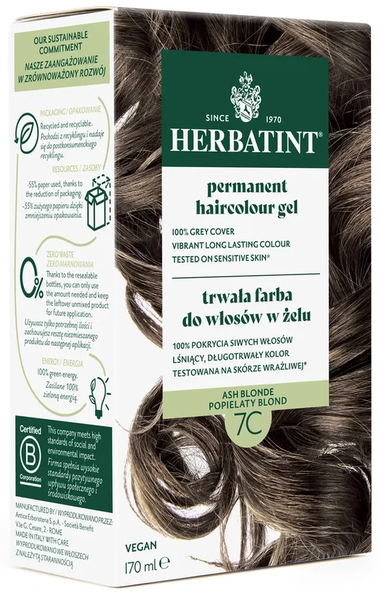 Herbatint | Farba do włosów Herbatint 07C POPIELATY BLOND (seria POPIELATA) 170ml