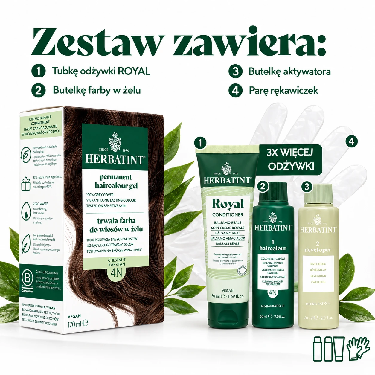 Herbatint | Farba do włosów Herbatint 04D ZŁOTY KASZTAN (seria ZŁOTA) 170ml