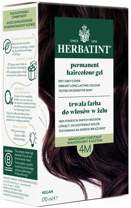 Herbatint | Farba do włosów Herbatint 04M MAHONIOWY KASZTAN (seria MAHONIOWA) 170ml