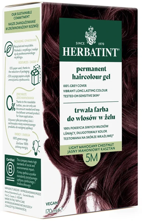 Herbatint | Farba do włosów Herbatint 05M JASNY MAHONIOWY KASZTAN (seria MAHONIOWA) 170ml