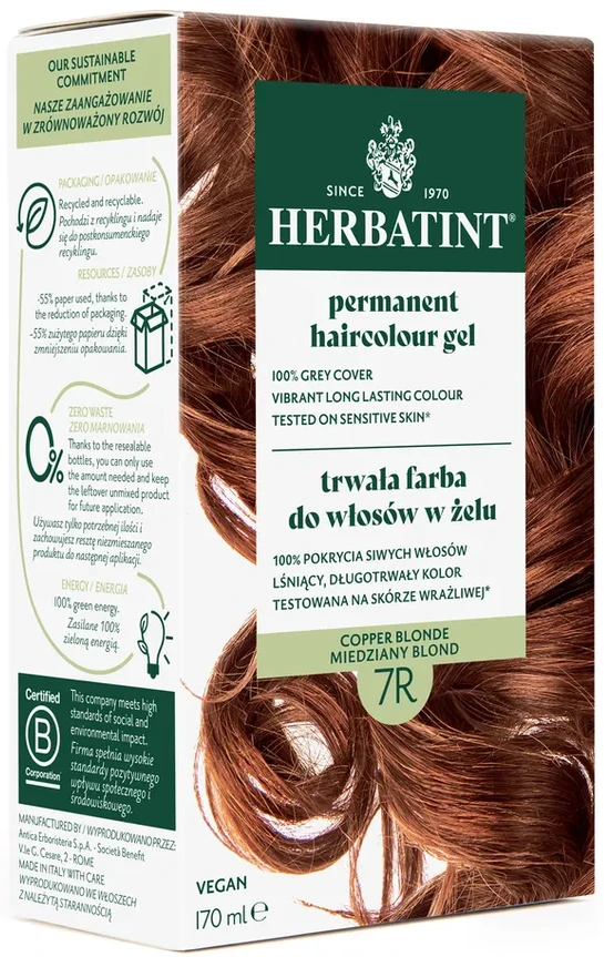 Herbatint | Farba do włosów Herbatint 07R MIEDZIANY BLOND (seria MIEDZIANA) 170ml