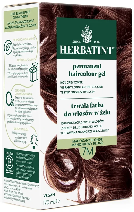 Herbatint | Farba do włosów Herbatint 07M MAHONIOWY BLOND (seria MAHONIOWA) 170ml