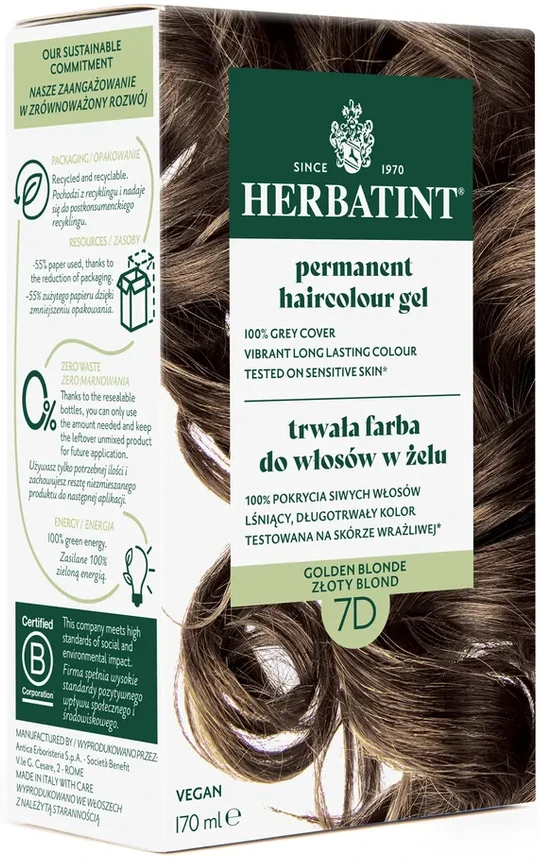 Herbatint | Farba do włosów Herbatint 07D ZŁOTY BLOND (seria ZŁOTA) 170ml