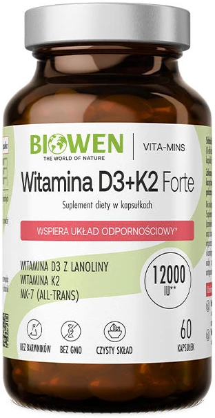 Biowen | Witamina D3 + K2 Forte 60 kapsułek