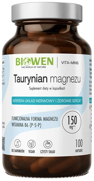Biowen | Taurynian magnezu + Witamina B6 100 kapsułek