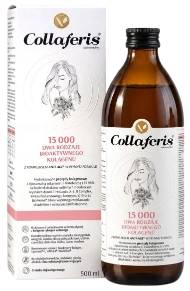 Virentia | Collaferis Kolagen rybi do picia 15000mg z laktoferyną i Q10 500ml
