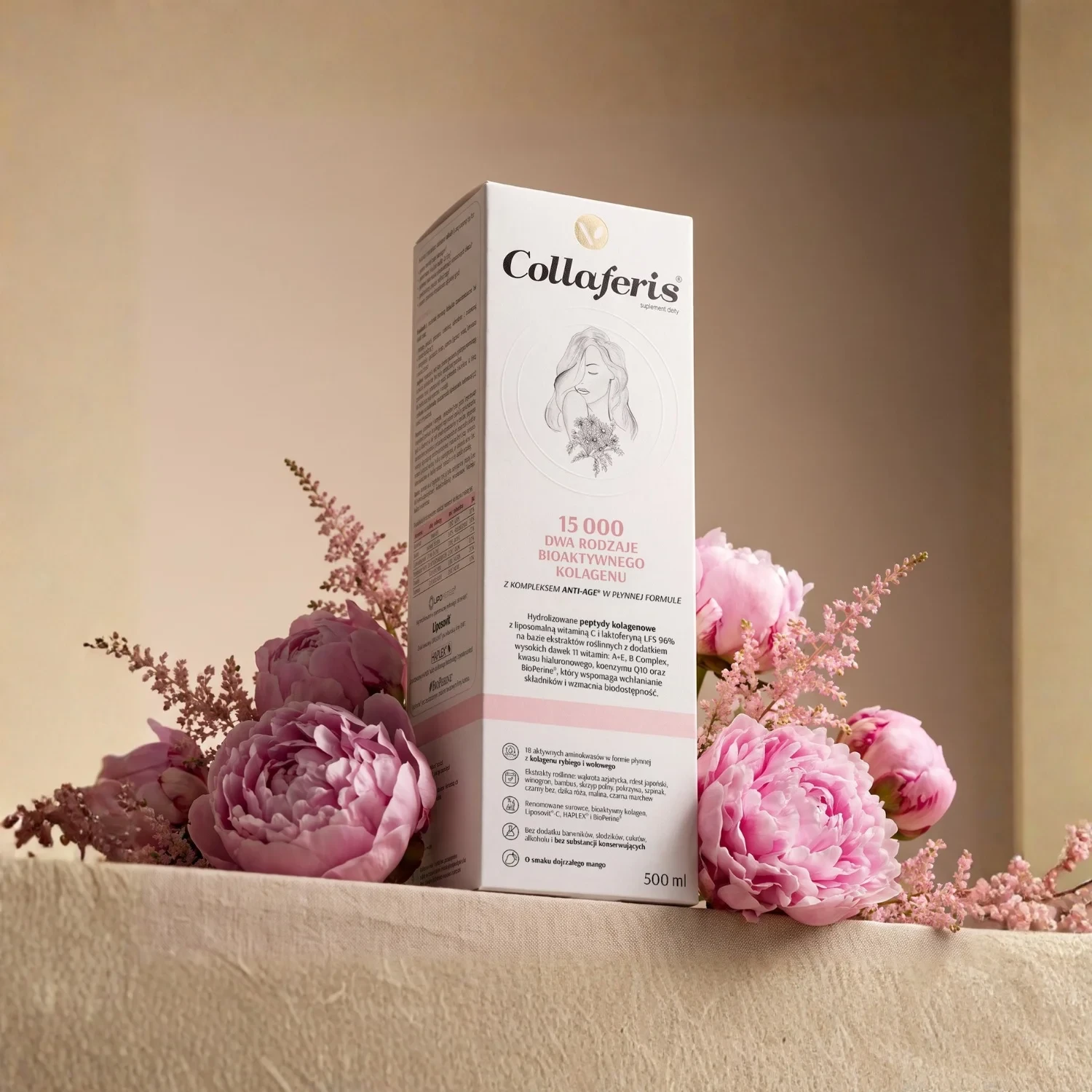 Virentia | Collaferis Kolagen rybi do picia 15000mg z laktoferyną i Q10 500ml