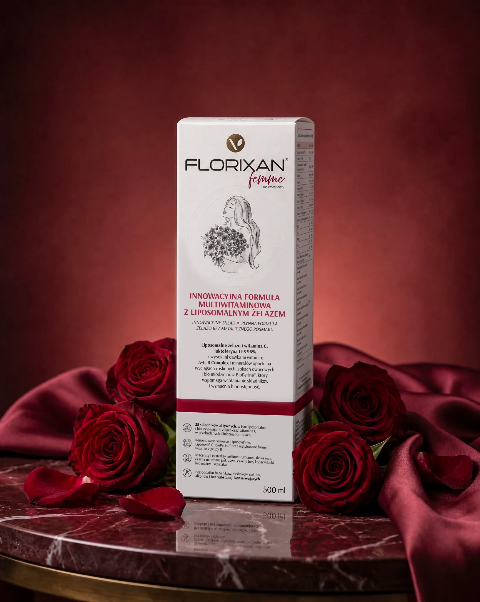 Virentia | Florixan Femme Żelazo w płynie liposomalne ferrytyna LAKTOFERYNA 500ml