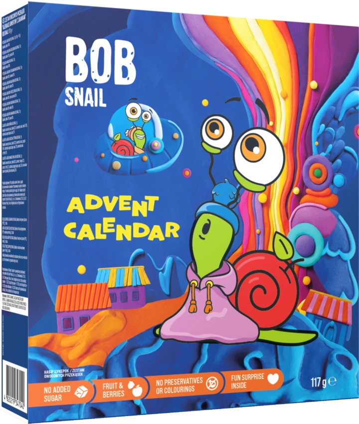 Bob Snail | Kalendarz Adwentowy z owocowymi przekąskami i zabawkami 117g 1sztuka