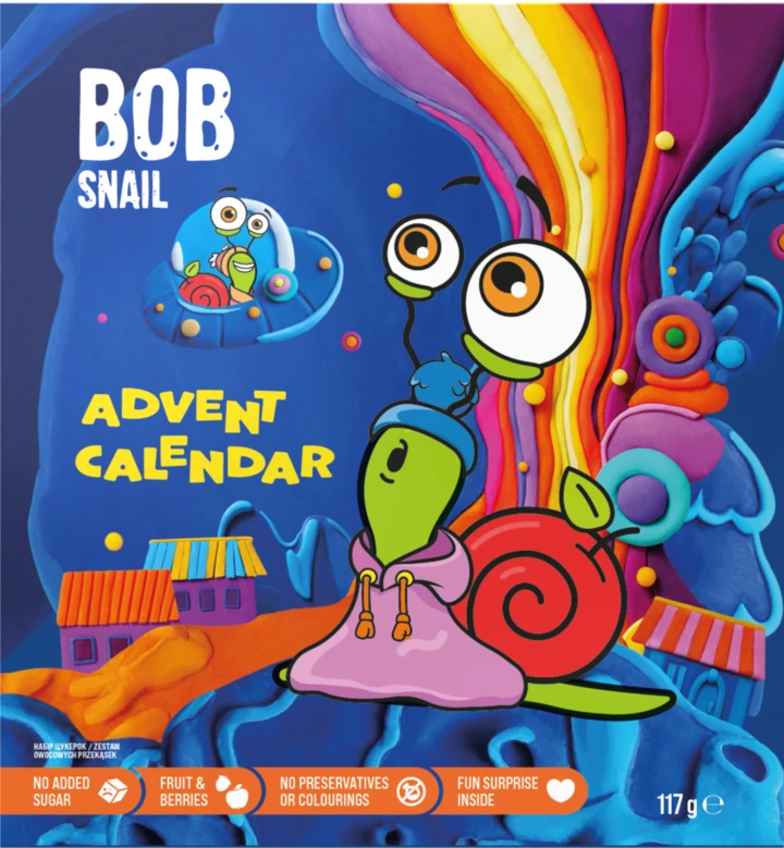 Bob Snail | Kalendarz Adwentowy z owocowymi przekąskami i zabawkami 117g 1sztuka