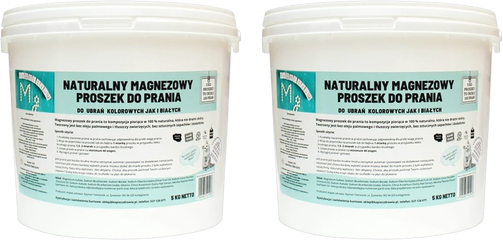 ZESTAW | 2X Kopiec Magnezowy proszek do prania 5000g